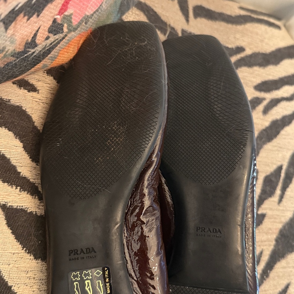 Prada Brown Flats with Silver Accents - Picture 9 of 13
